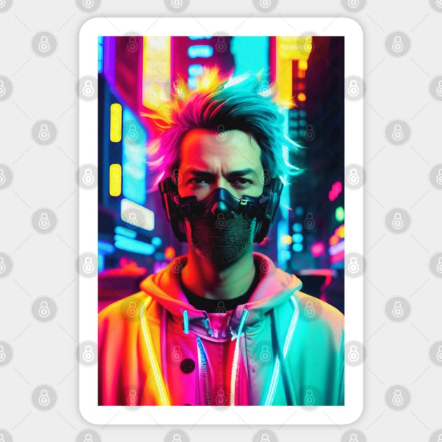 Abstract Cyberpunk Man Sticker by Voodoo Production